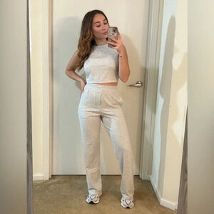 Skims Loose Loungewear Boyfriend Pant Light Heather Grey Straight Leg S M